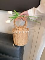 Women's Medium Straw Solid Color Vacation Beach String Straw Bag main image 6