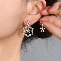 1 Pair Glam XUPING Sweet Round Flower Snowflake Inlay Copper Artificial Gemstones 18K Gold Plated Drop Earrings main image 6