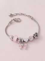 Dulce Estilo Simple Forma De Corazón Nudo De Lazo Resina Sintética Aleación Cobre Embutido Tallado Diamantes De Imitación Mujeres Pulsera main image 1