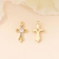 1 Piece 8 * 15mm Copper Zircon 18K Gold Plated White Gold Plated Cross Polished Pendant sku image 1