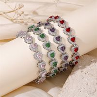 De Gros Romantique Brillant Forme De Cœur Le Cuivre Incruster Plaqué Or 18K Zircon Bracelets sku image 5