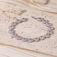 De Gros Romantique Brillant Forme De Cœur Le Cuivre Incruster Plaqué Or 18K Zircon Bracelets sku image 1