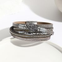 Ethnic Style Bohemian Classic Style Geometric Oval Pu Leather Gravel Inlay Zircon Women's Bangle sku image 10