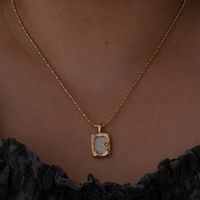 Wholesale Jewelry Vintage Style Simple Style Square Alloy Resin 14K Gold Plated Plating Inlay Pendant Necklace main image 3