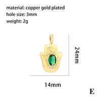 1 Piece 21 * 18mm Copper Zircon 18K Gold Plated Devil's Eye Hand Of Fatima Heart Shape Pendant Chain sku image 7