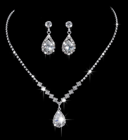 Elegant Lady Bridal Geometric Artificial Crystal Artificial Rhinestones Artificial Crystal Alloy Wholesale Earrings Necklace Jewelry Set main image 5