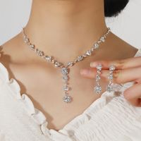 Elegant Lady Bridal Geometric Artificial Crystal Artificial Rhinestones Artificial Crystal Alloy Wholesale Earrings Necklace Jewelry Set main image 4