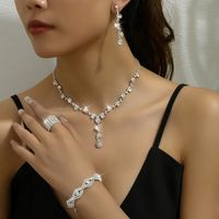 Elegant Lady Bridal Geometric Artificial Crystal Artificial Rhinestones Artificial Crystal Alloy Wholesale Earrings Necklace Jewelry Set main image 3