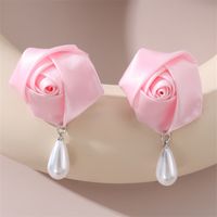 1 Pair Cute Lady Sweet Flower Artificial Pearl Cloth Ear Studs main image 5