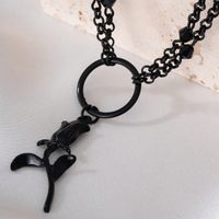 Wholesale Jewelry Gothic Punk Rose Flower Alloy Double Layer Necklaces main image 3