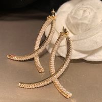 1 Pair Luxurious Simple Style Solid Color Plating Inlay Copper Rhinestones 14K Gold Plated Drop Earrings main image 4