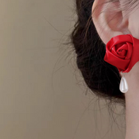 1 Pair Cute Lady Sweet Flower Artificial Pearl Cloth Ear Studs main image 3