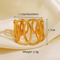 IG Style Leaves Solid Color Lines 304 Stainless Steel 18K Gold Plated Open Rings In Bulk main image 2