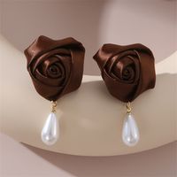 1 Pair Cute Lady Sweet Flower Artificial Pearl Cloth Ear Studs main image 10