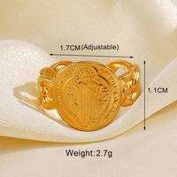 IG Style Leaves Solid Color Lines 304 Stainless Steel 18K Gold Plated Open Rings In Bulk sku image 2