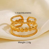 IG Style Leaves Solid Color Lines 304 Stainless Steel 18K Gold Plated Open Rings In Bulk sku image 4