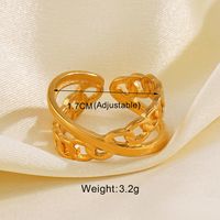 IG Style Leaves Solid Color Lines 304 Stainless Steel 18K Gold Plated Open Rings In Bulk sku image 7