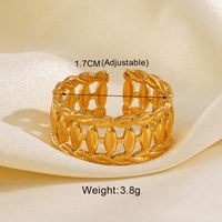 IG Style Leaves Solid Color Lines 304 Stainless Steel 18K Gold Plated Open Rings In Bulk sku image 8