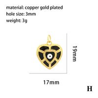 1 Piece 21 * 18mm Copper Zircon 18K Gold Plated Devil's Eye Hand Of Fatima Heart Shape Pendant Chain sku image 4