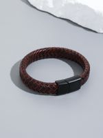 Simple Style Geometric Pu Leather Men's Bracelets main image 3