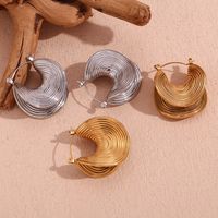 1 Pair Vintage Style Simple Style Classic Style Geometric Plating 304 Stainless Steel 18K Gold Plated Earrings main image 4