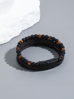 Simple Style Geometric Pu Leather Beaded Men's Bracelets main image 3
