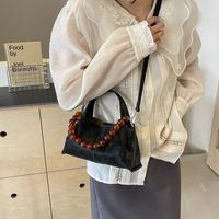 Women's Medium Pu Leather Solid Color Vintage Style Classic Style Beading Magnetic Buckle Handbag sku image 1