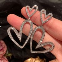1 Pair Elegant Simple Style Heart Shape Plating Inlay Metal Brass Zircon 14K Gold Plated Drop Earrings main image 1