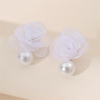 1 Pair Cute Lady Sweet Flower Artificial Pearl Cloth Ear Studs main image 3