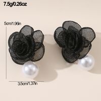 1 Pair Cute Lady Sweet Flower Artificial Pearl Cloth Ear Studs main image 2