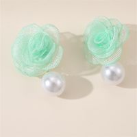 1 Paire Mignon Dame Sucré Fleur Perle Artificielle Chiffon Boucles D'Oreilles main image 5