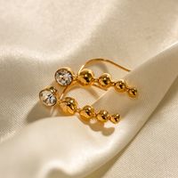 1 Pair IG Style Basic Modern Style Geometric Inlay 304 Stainless Steel Zircon 18K Gold Plated Ear Studs main image 1