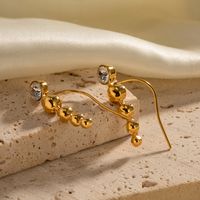 1 Pair IG Style Basic Modern Style Geometric Inlay 304 Stainless Steel Zircon 18K Gold Plated Ear Studs main image 3