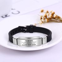 Modern Style Classic Style Letter 304 Stainless Steel Silica Gel Father'S Day Men's Wristband main image 3
