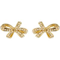 1 Pair Cute Sweet Bow Knot Inlay Copper Pearl Ear Studs sku image 1