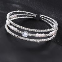 Style Simple Géométrique Pierres Précieuses Artificielles Perle Artificielle Alliage De Zinc Couches Incruster Strass Perle Femmes Bracelet sku image 5