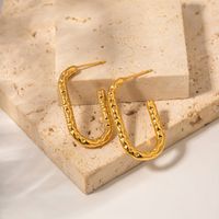1 Pair IG Style Basic Classic Style C Shape Plating 304 Stainless Steel 18K Gold Plated Earrings main image 4