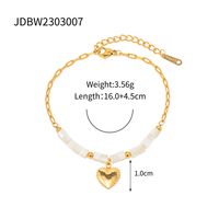 Edelstahl 304 18 Karat Vergoldet IG-Stil Basic Klassischer Stil Überzug Herzform Armbänder Halskette main image 3
