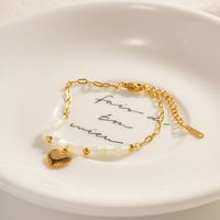 304 Stainless Steel 18K Gold Plated IG Style Basic Classic Style Plating Heart Shape Bracelets Necklace main image 5