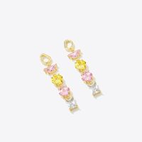 1 Pair Elegant Sweet Shiny Geometric Inlay Copper Zircon Drop Earrings main image 3