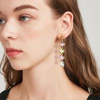 1 Pair Elegant Sweet Shiny Geometric Inlay Copper Zircon Drop Earrings main image 1