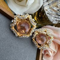 Estilo Vintage Flor Aleación Embutido Diamantes De Imitación Mujeres Pendientes 1 Par sku image 3