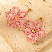 1 Pair Elegant Sweet Artistic Flower Plating 304 Stainless Steel Raffia Gold Plated Drop Earrings main image 4