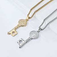 304 Stainless Steel 18K Gold Plated Basic Modern Style Classic Style Key Pendant Necklace main image 6