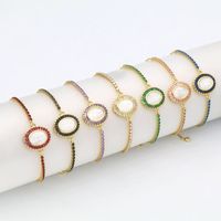 Wholesale Vintage Style Simple Style Oval Copper Plating Inlay Shell Zircon Bracelets main image 1