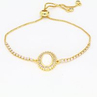 Wholesale Vintage Style Simple Style Oval Copper Plating Inlay Shell Zircon Bracelets sku image 1