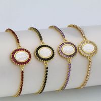 Wholesale Vintage Style Simple Style Oval Copper Plating Inlay Shell Zircon Bracelets main image 10