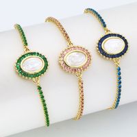 Wholesale Vintage Style Simple Style Oval Copper Plating Inlay Shell Zircon Bracelets main image 9