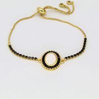 Wholesale Vintage Style Simple Style Oval Copper Plating Inlay Shell Zircon Bracelets main image 3
