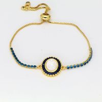 Wholesale Vintage Style Simple Style Oval Copper Plating Inlay Shell Zircon Bracelets sku image 4